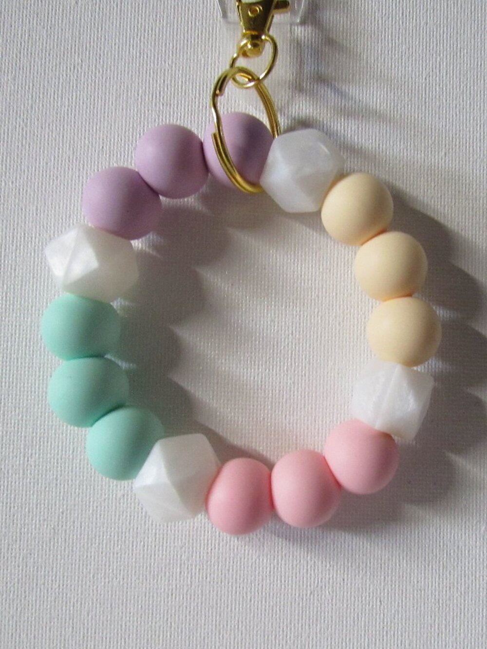 Pastel Silicone Bead Keychain Ring